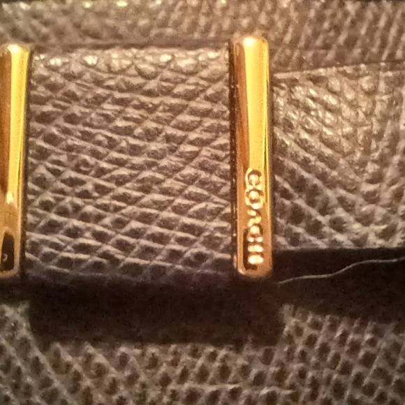 Coach Navy Pebbled Leather Bow Cosmetic Bag Pouch Clutch - Picture 4 of 9